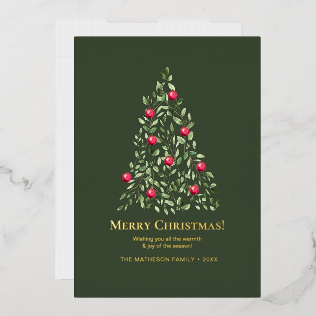 Carte De Vœux En Aluminium Joyeux Noël aquarelle arbre photo famille (Enveloppe)