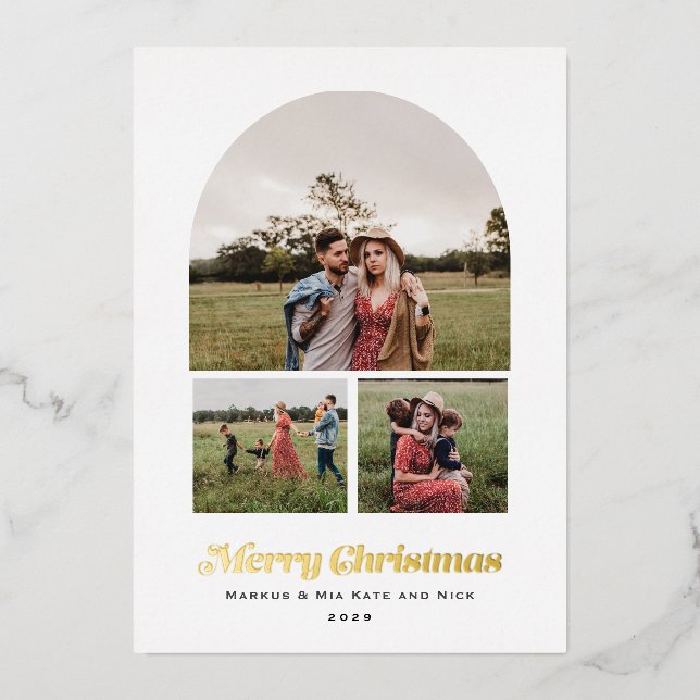 Carte De Vœux En Aluminium Joyeux Noël Arche moderne Multi photo (Recto)