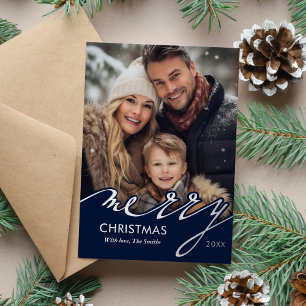 Carte De Vœux En Aluminium Joyeux Noël bleu photo