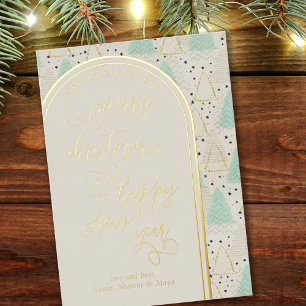 Carte De Vœux En Aluminium Joyeux Noël Bonne année Arbres Abstraits