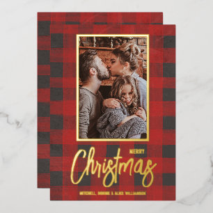 Carte De Vœux En Aluminium Joyeux Noël Buffalo Check Photo
