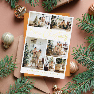 Carte De Vœux En Aluminium Joyeux Noël Calligraphie Or