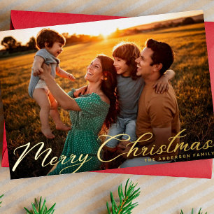 Carte De Vœux En Aluminium Joyeux Noël classique traditionnel Gold Photo