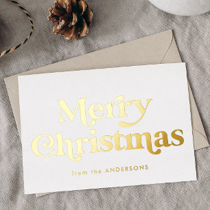 Carte De Vœux En Aluminium Joyeux Noël de type Rétro Non-Photo Or