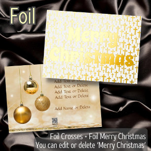 Carte De Vœux En Aluminium Joyeux Noël doré Jésus croix élégant rétro