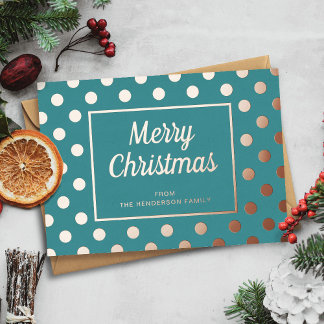 Carte De Vœux En Aluminium Joyeux Noël écriture verte élégante Rose Gold
