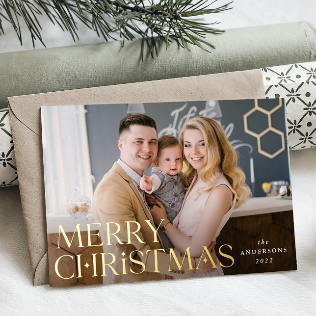 Carte De Vœux En Aluminium Joyeux Noël empilé Photo Gold (Créateur téléchargé)