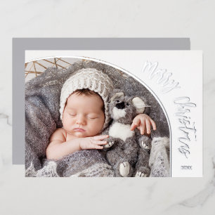 Carte De Vœux En Aluminium Joyeux Noël en argent