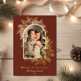 Carte De Vœux En Aluminium Joyeux Noël en terre cuite élégant Photo
