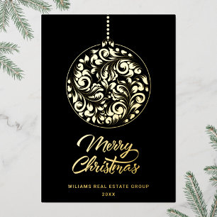 Carte De Vœux En Aluminium Joyeux Noël Entreprise Salutation Gold