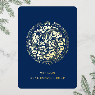Carte De Vœux En Aluminium Joyeux Noël Entreprise Salutation Gold