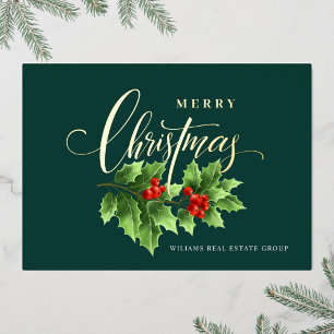 Carte De Vœux En Aluminium Joyeux Noël Entreprise Salutation Gold