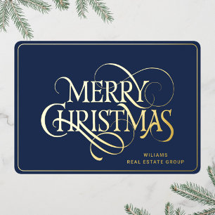 Carte De Vœux En Aluminium Joyeux Noël Entreprise Salutation Gold