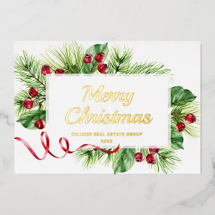 Carte De Vœux En Aluminium Joyeux Noël Entreprise Salutation Gold