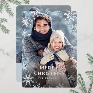 Carte De Vœux En Aluminium Joyeux Noël étincelant 4 PHOTOS Salutation Argent