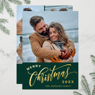 Carte De Vœux En Aluminium Joyeux Noël étincelant 5 PHOTO Gold