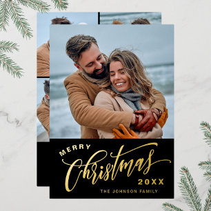 Carte De Vœux En Aluminium Joyeux Noël étincelant 5 PHOTO Gold