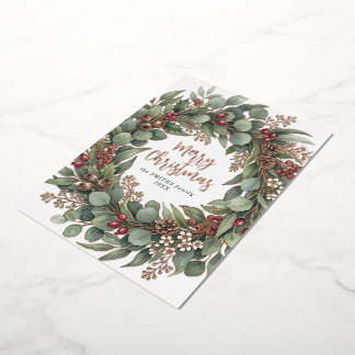 Carte De Vœux En Aluminium Joyeux Noël Eucalyptus Botanique Noël