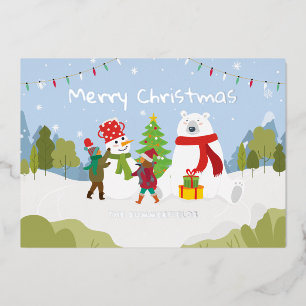 Carte De Vœux En Aluminium Joyeux Noël Famille Personnalisée Argent