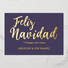 Carte De Vœux En Aluminium Joyeux Noël Feliz Navidad Or Espagnol Feuille de m