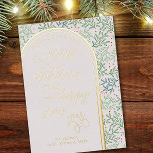 Carte De Vœux En Aluminium Joyeux Noël Joyeux Nouvel An Foliing d'hiver