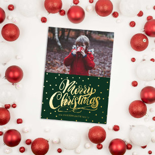 Carte De Vœux En Aluminium Joyeux Noël Lettré Main Verte