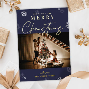 Carte De Vœux En Aluminium Joyeux Noël Marine Festive One Family Photo