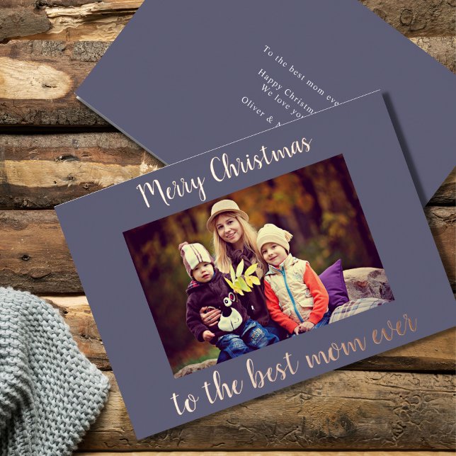 Carte De Vœux En Aluminium Joyeux Noël Meilleure maman Jamais Photo (Créateur téléchargé)