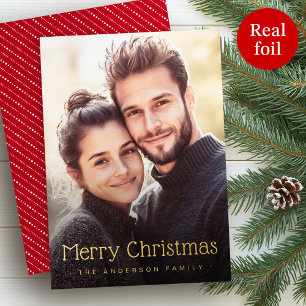 Carte De Vœux En Aluminium Joyeux Noël mignon rayures pointillées rouge photo