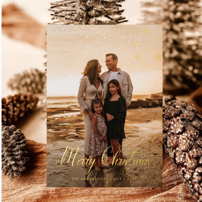 Carte De Vœux En Aluminium Joyeux Noël moderne Famille Photo plaid Tartan (Créateur téléchargé)