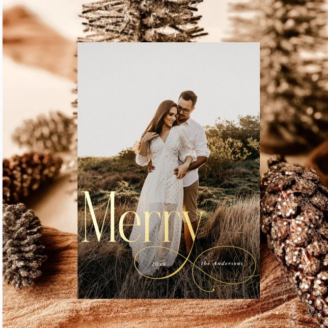 Carte De Vœux En Aluminium Joyeux Noël moderne Famille Photo plaid Tartan (Créateur téléchargé)