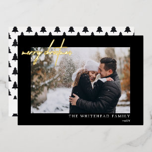 Carte De Vœux En Aluminium Joyeux Noël moderne photo noir