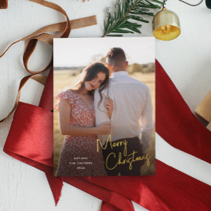 Carte De Vœux En Aluminium Joyeux Noël moderne Script Photo simple