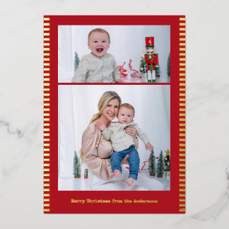 Carte De Vœux En Aluminium Joyeux Noël Multi-Photo Rayé