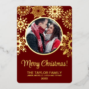 Carte De Vœux En Aluminium Joyeux Noël Neige Insérer photo cadre famille