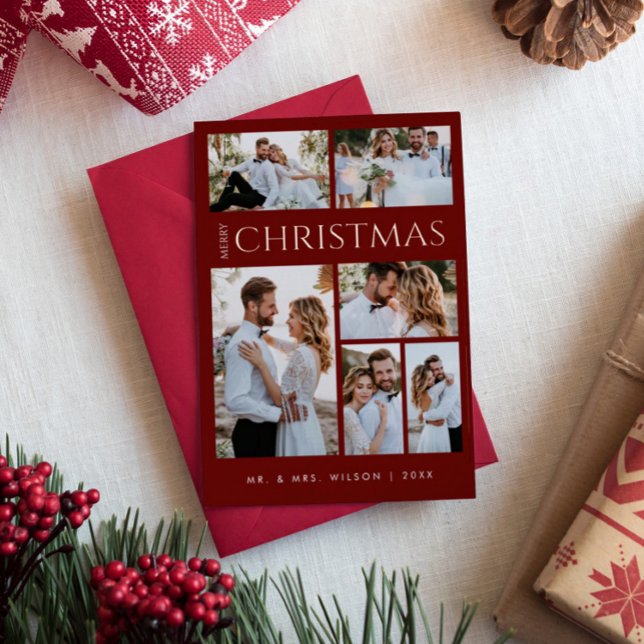 Carte De Vœux En Aluminium Joyeux Noël Newlysée | Six Photo Red (Créateur téléchargé)
