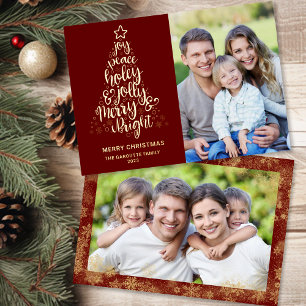 Carte De Vœux En Aluminium Joyeux Noël noir rouge 2 Photo Gold