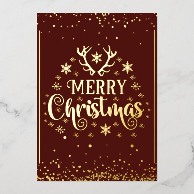 Carte De Vœux En Aluminium Joyeux Noël Or Rouge (Recto)