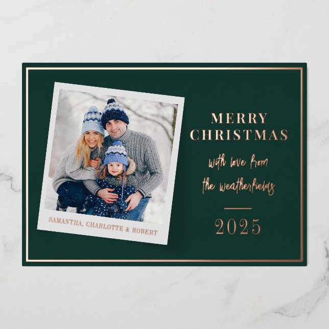 Carte De Vœux En Aluminium Joyeux Noël Photo de famille (Recto)
