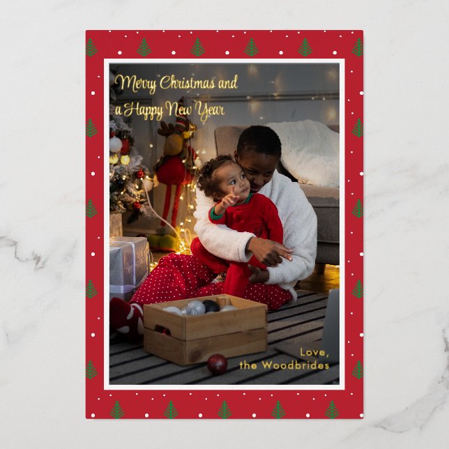 Carte De Vœux En Aluminium Joyeux Noël Photo de famille personnalisée (Recto)