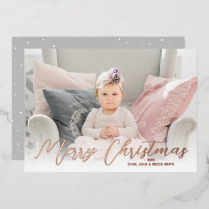 Carte De Vœux En Aluminium Joyeux Noël Photo Rose Gold