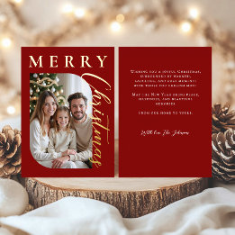 Carte De Vœux En Aluminium Joyeux Noël Photo Rouge Or