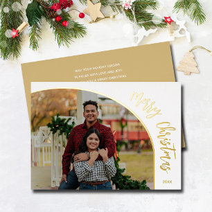 Carte De Vœux En Aluminium Joyeux Noël Photo Script Or