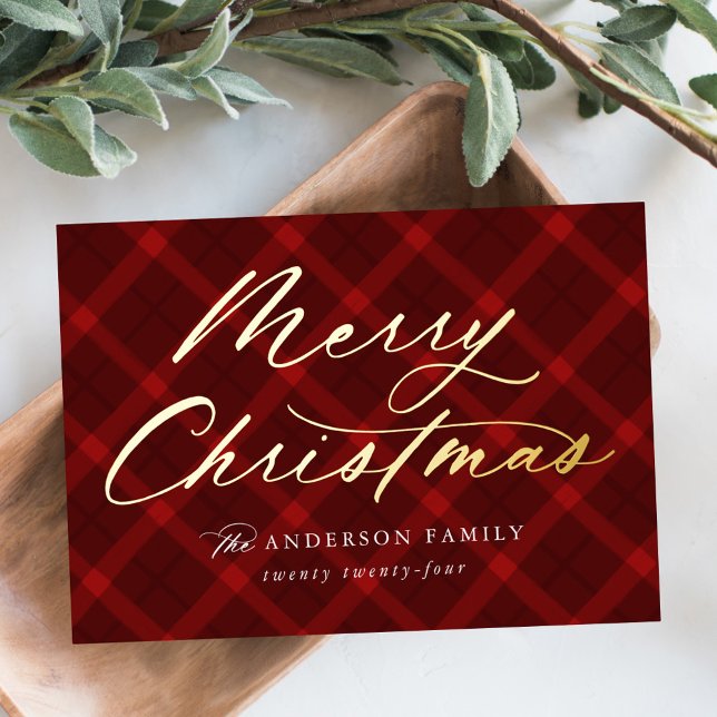Carte De Vœux En Aluminium Joyeux Noël Rouge Brossé Non Photo (Créateur téléchargé)
