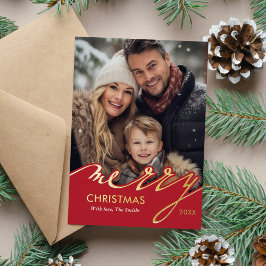 Carte De Vœux En Aluminium Joyeux Noël rouge photo