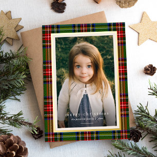 Carte De Vœux En Aluminium Joyeux Noël Rouge Vert Plaid