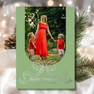 Carte De Vœux En Aluminium Joyeux Noël Simple Moderne Coquette Bow Photo