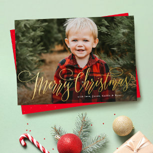 Carte De Vœux En Aluminium Joyeux Noël simple une famille photo