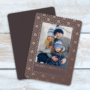 Carte De Vœux En Aluminium Joyeux Noël Snowflake Elegant Rose Gold Photo