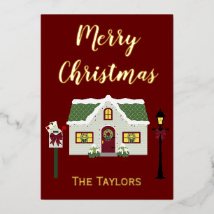 Carte De Vœux En Aluminium Joyeux Noël Snowy Home
